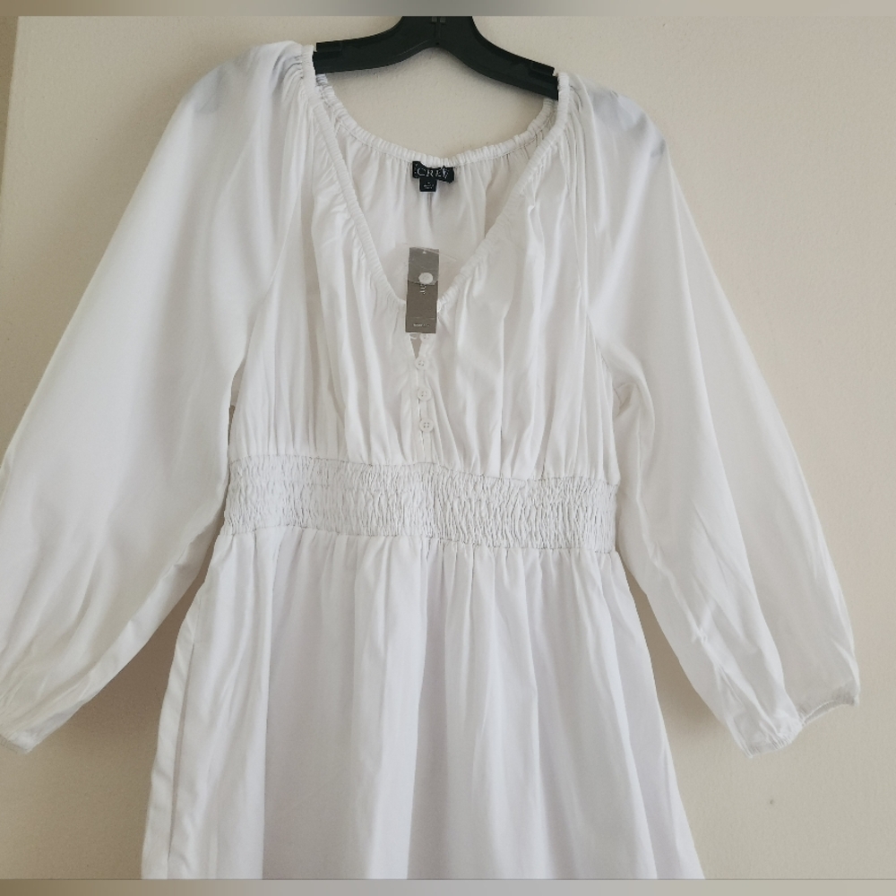 Jcrew v-neck midi dress cotton poplin white sz M, L available NWT - Picture 7 of 14